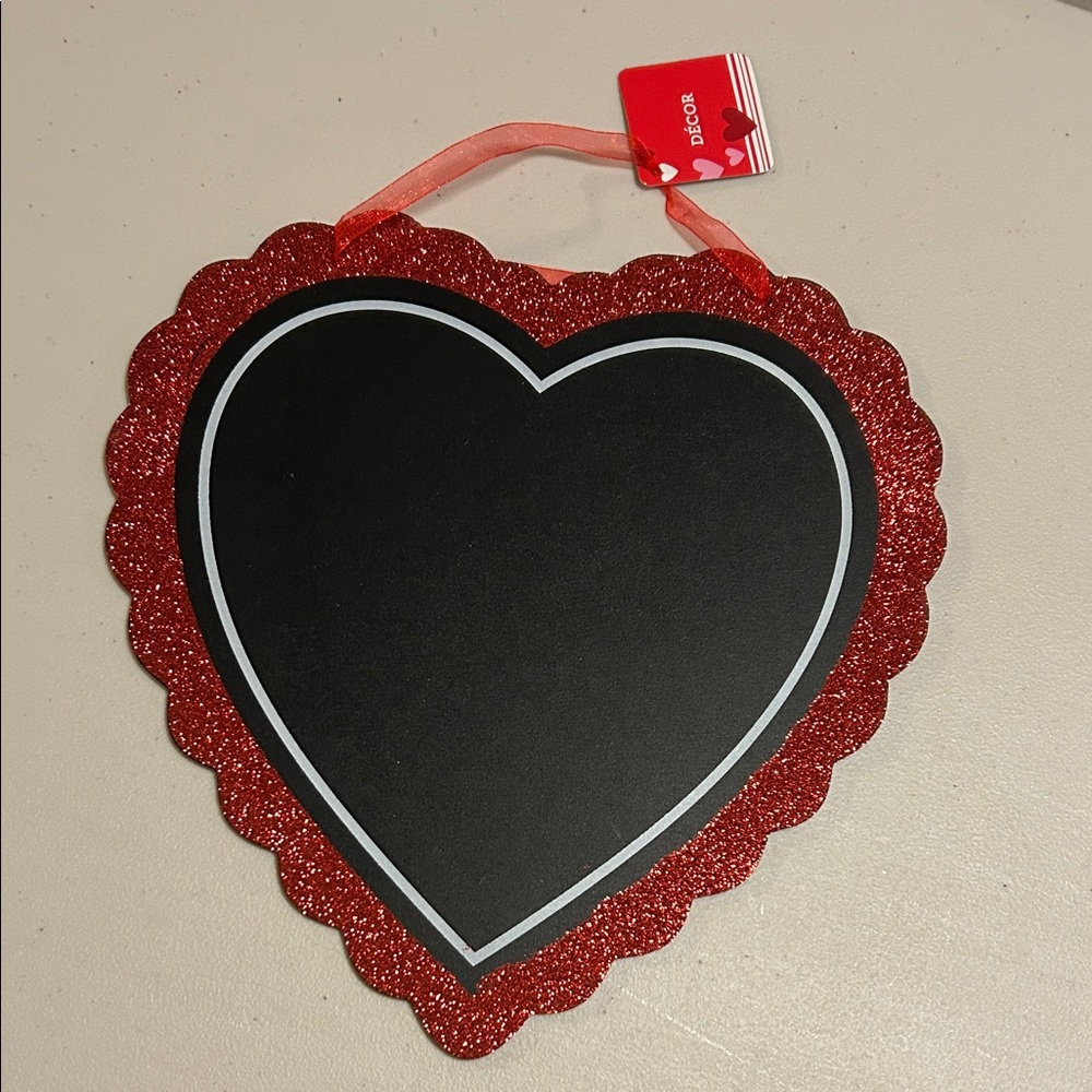 Red Glitter Heart Chalkboard Sign, Valentines, NWT